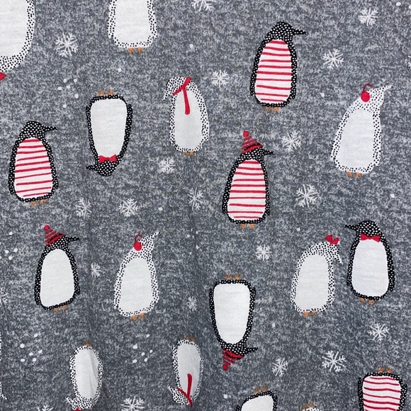 •ENJOYNIGHT•GRAY PENGUIN PRINT WINTERTIME ROUND NECK SHORT SLEEVE TOP XL EUC - Picture 10 of 10
